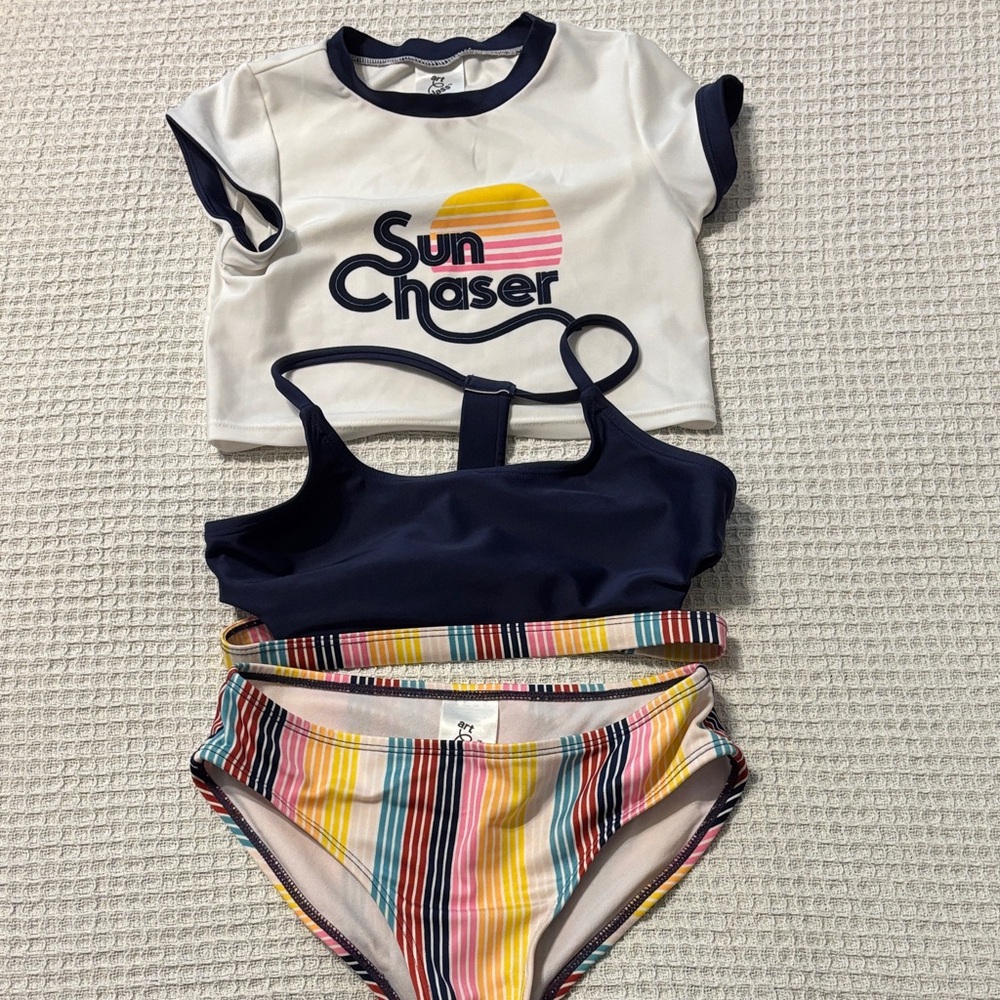 Art class Kids Swim Rashguard Set - White, Navy, Multicolor